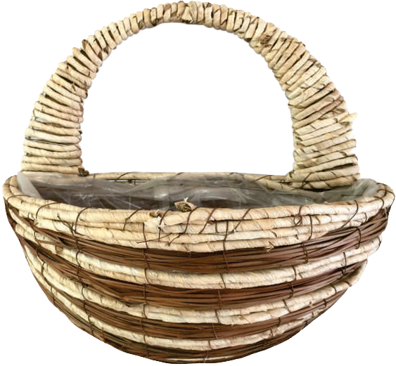 15 Inch Rattan Wall Basket White/Brown – 15 per case - Hanging Baskets